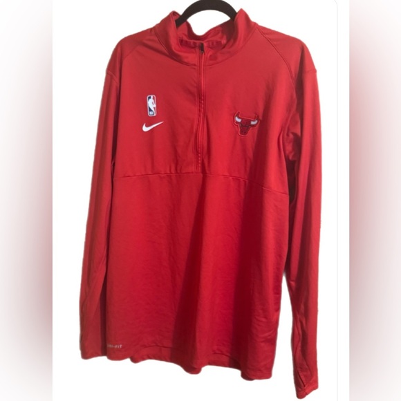 Nike Dri-Fit Chicago Bulls Long Sleeve 1/4 Zip Pullover Mens Large Lightweight - Picture 1 of 9
